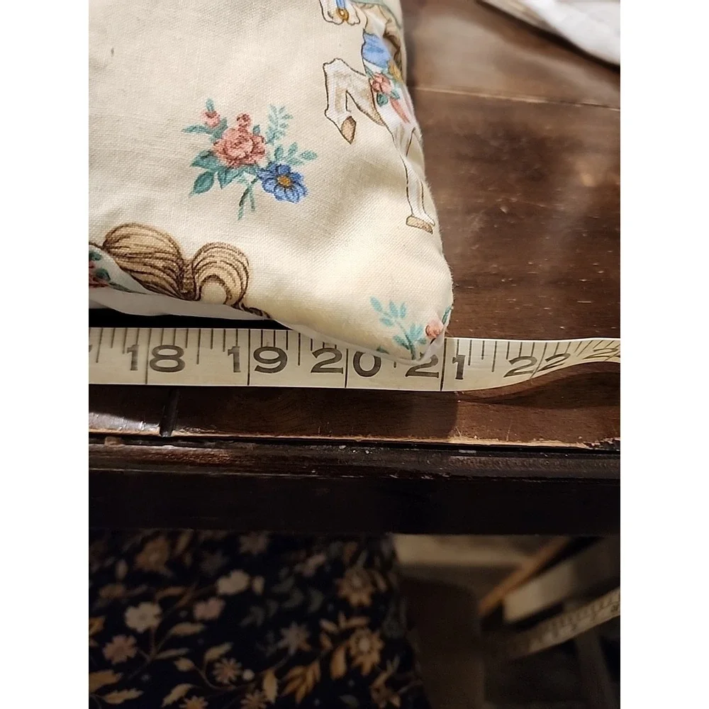 Vintage Quilted Bunny Bear Baby Blanket Pillow Hot Air Balloon Pastels Carousel
